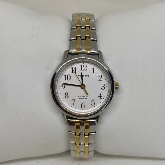 Timex indiglo women watch two tone 25mm round case T2P298 size 6.5” running - Picture 1 of 7